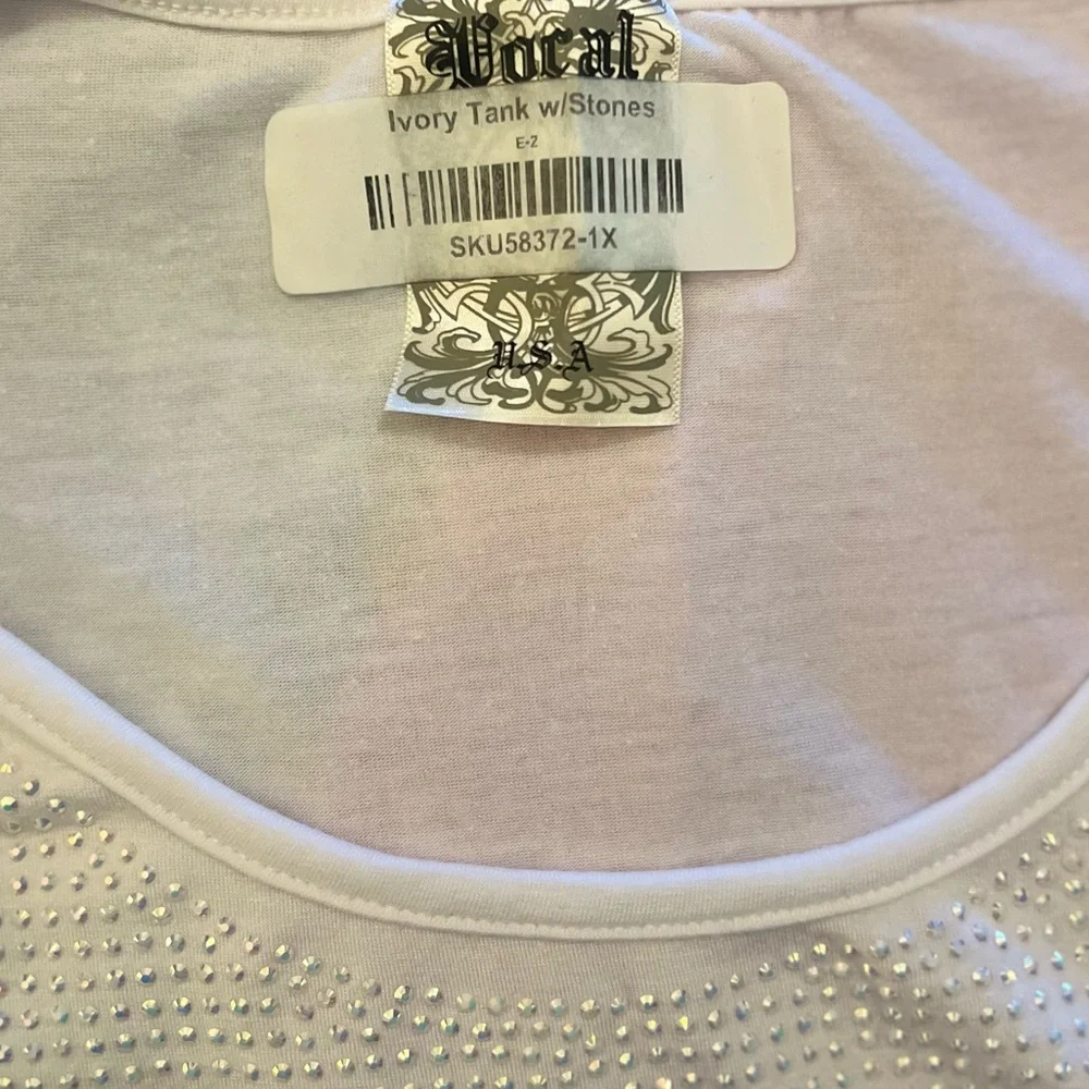 3/$19 NWT Vocal USA embellished shimmer sleeveless tank top blouse - Picture 5 of 16
